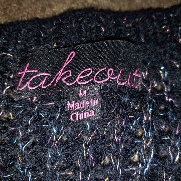 Takeout Open Knit Cardigan-Medium-Button Front-Rainbow Metallic Thread-Cozy - Picture 8 of 10
